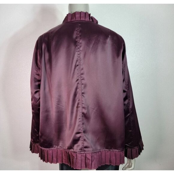 Lane Bryant Womens Pockets Ruffle Hem Silky Bomber Jacket Purple Size 14/16 - Picture 3 of 8